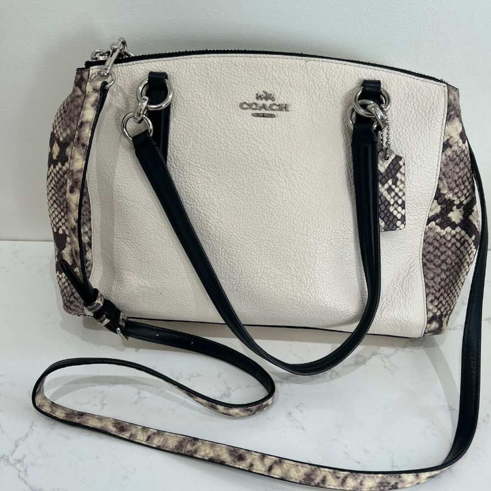 Coach Leather Snakeskin Two-Toned Satchel & Matching Wallet